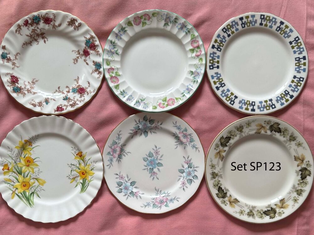 Mismatched Set of 6 Vintage Tea Plates (Ref SP123)*
