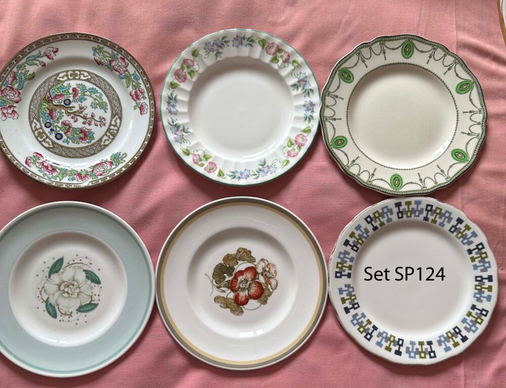 Mismatched Set of 6 Vintage Tea Plates (Ref SP124)*