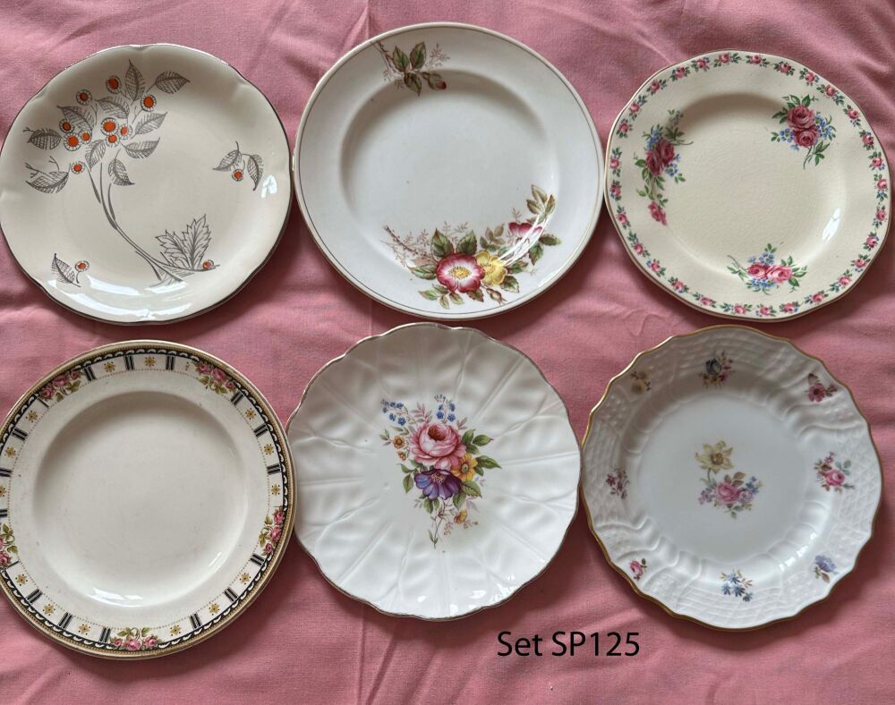 Mismatched Set of 6 Vintage Tea Plates (Ref SP125)*