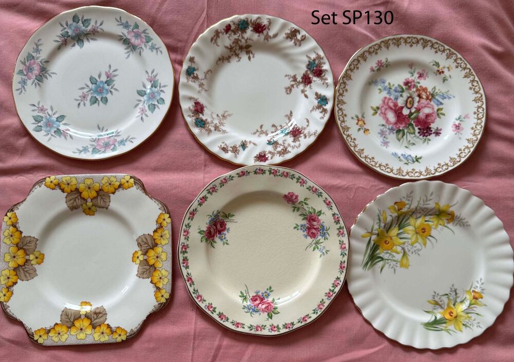 Mismatched Set of 6 Vintage Tea Plates (Ref SP130)*