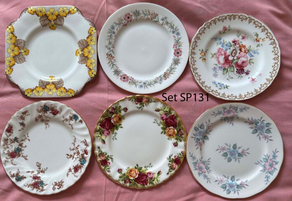 Mismatched Set of 6 Vintage Tea Plates (Ref SP131)*