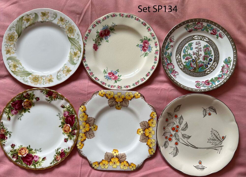 Mismatched Set of 6 Vintage Tea Plates (Ref SP134)*