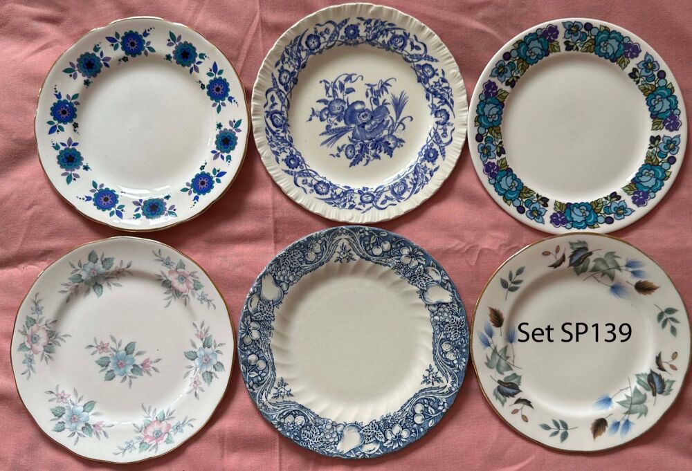 Mismatched Set of 6 Vintage Tea Plates (Ref SP139)*