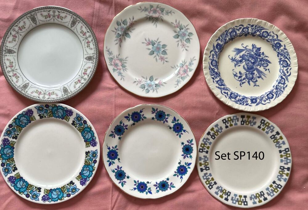 Mismatched Set of 6 Vintage Tea Plates (Ref SP140)*