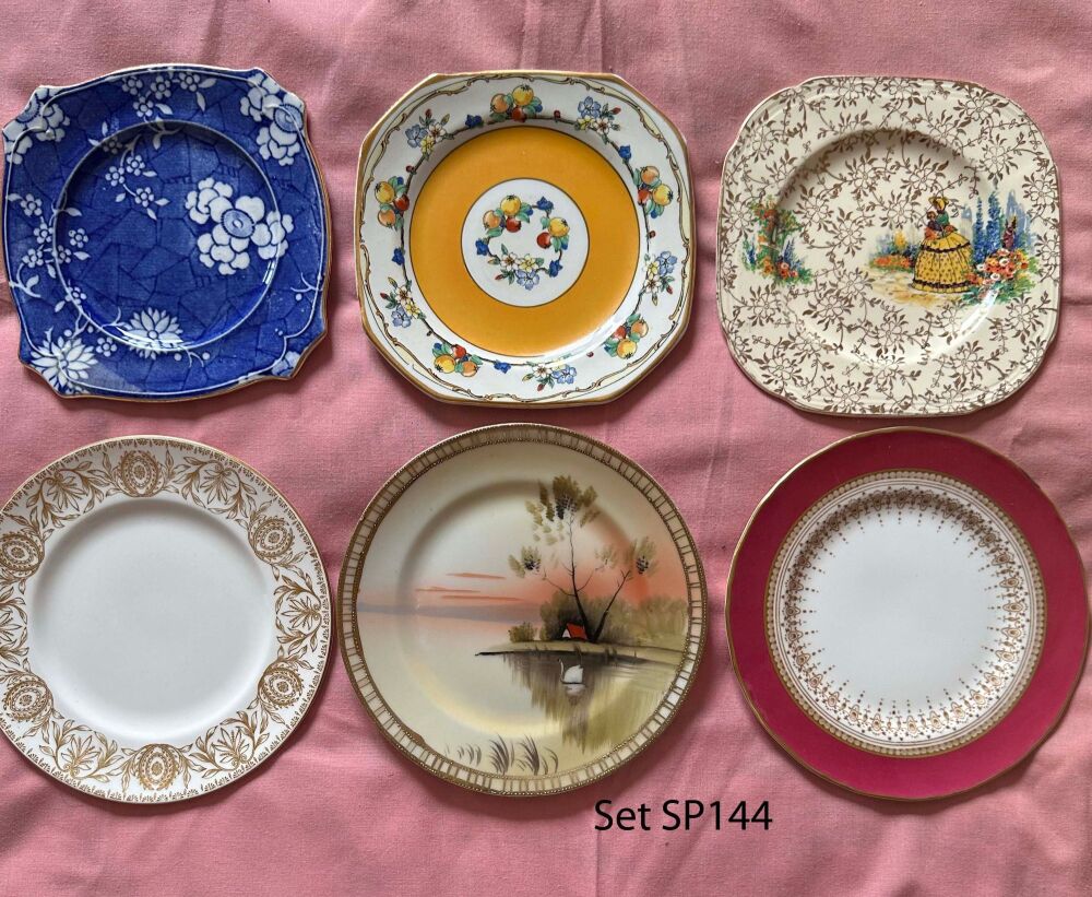 Mismatched Set of 6 Vintage Tea Plates (Ref SP144)*