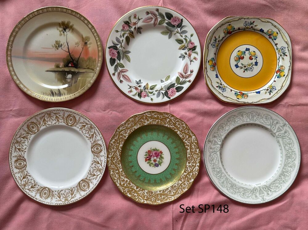 Mismatched Set of 6 Vintage Tea Plates (Ref SP148)*