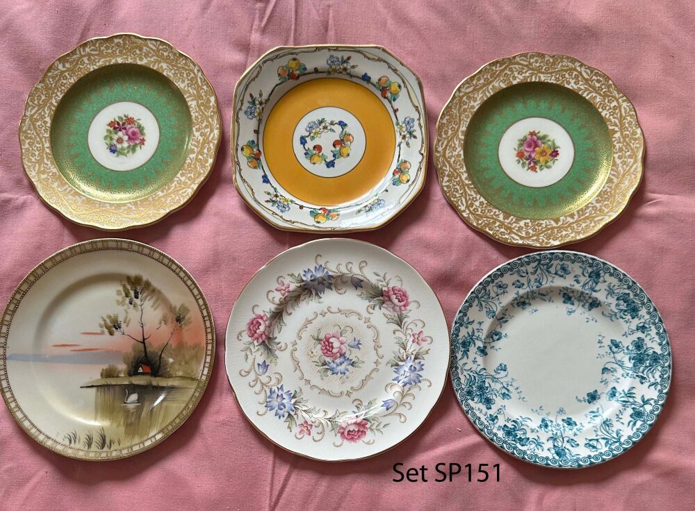 Mismatched Set of 6 Vintage Tea Plates (Ref SP151)*