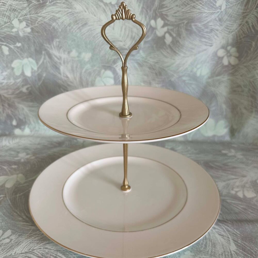 Vintage 2-Tier Cake Stand. Royal Worcester. Signet Gold.
