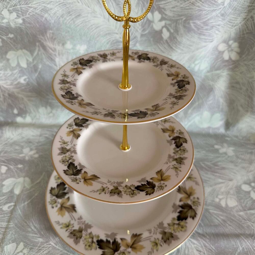 Vintage 3-Tier Cake Stand. All Tiers - Royal Doulton Larchmont Pattern 1960's-1990's