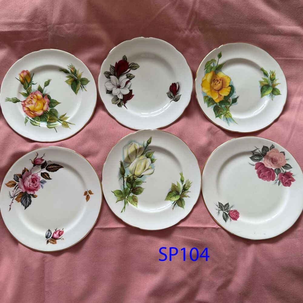 Mismatched Set of 6 Vintage Tea Plates (Ref SP104)*
