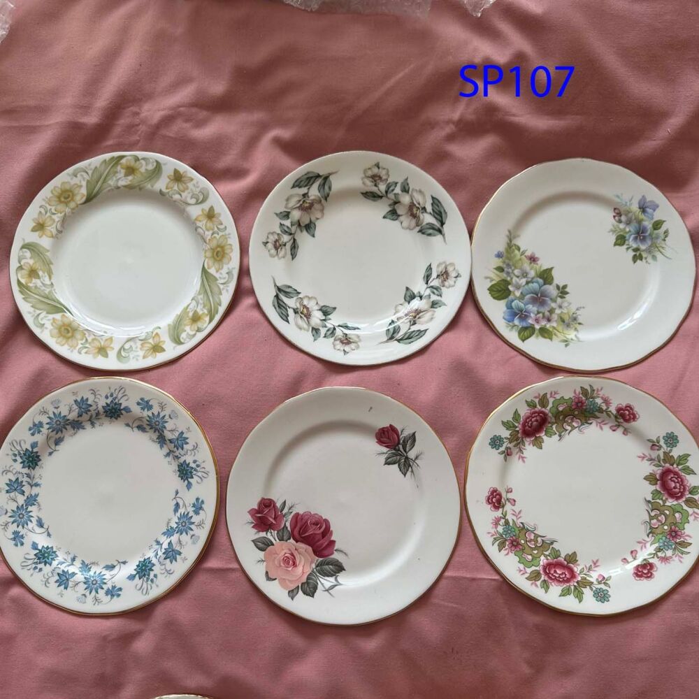Mismatched Set of 6 Vintage Tea Plates (Ref SP107)*