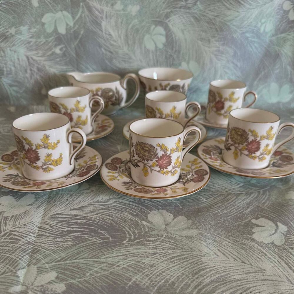 Vintage Wedgwood Lichfield Pattern Demitasse Coffee Set for 6