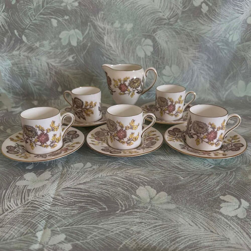 Vintage Wedgwood Lichfield Pattern Demitasse Coffee Set for 5