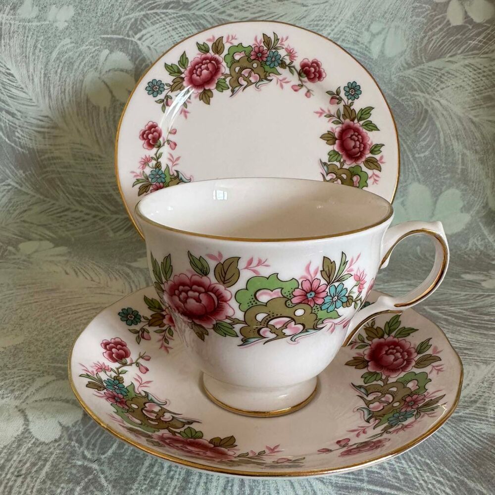 Shore & Coggins Queen Anne "Chinese Tree" Cup, Saucer & Plate Trio c.1950's