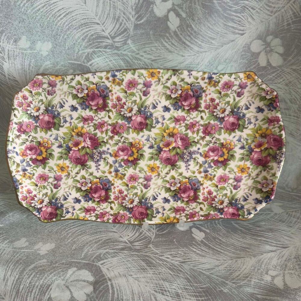 Vintage Royal Winton "Summertime" Rectangular Sandwich Serving Plate / Tray. 11¾"x 6¼".  c.1940's /  Early 1950's