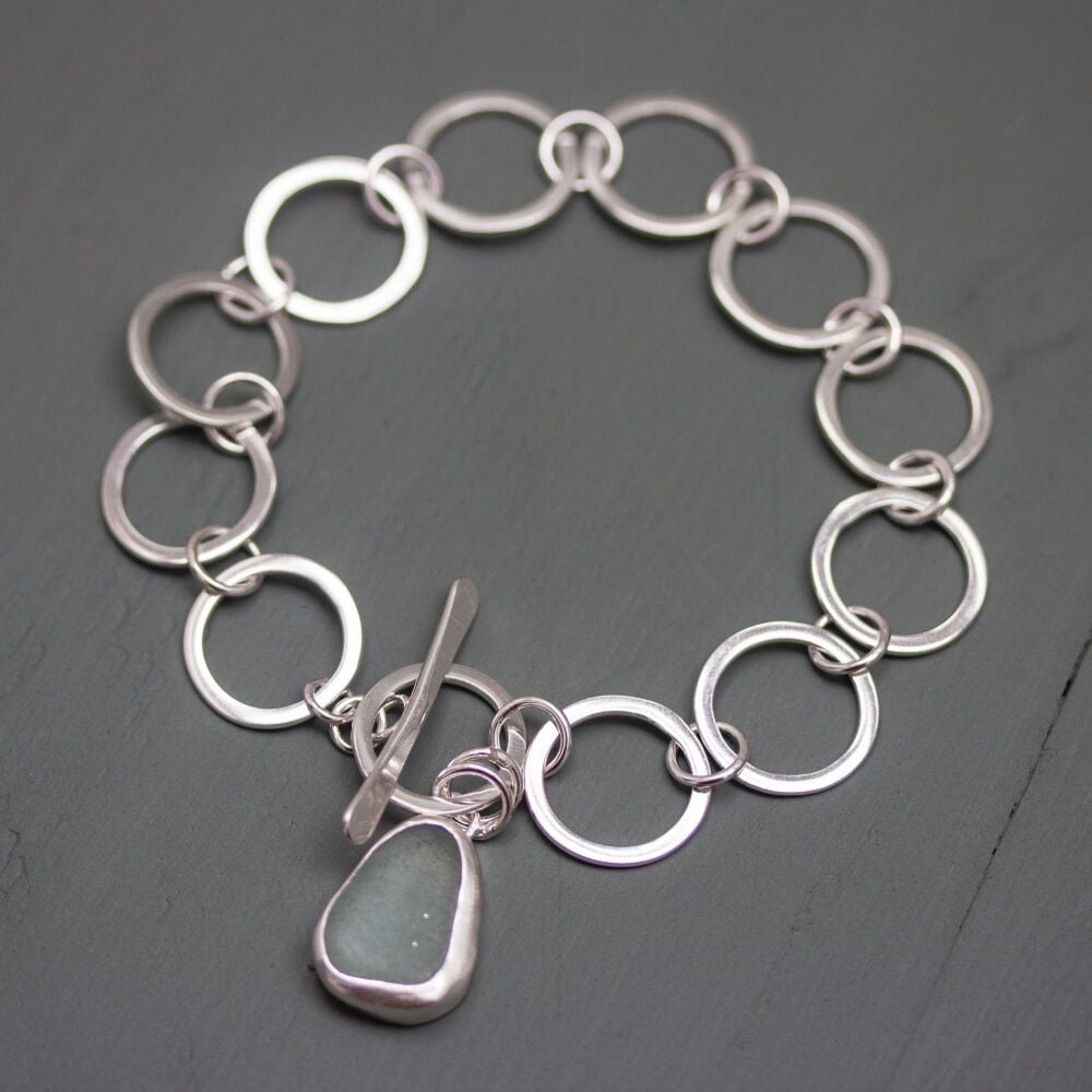 Aqua Sea Glass Bracelet