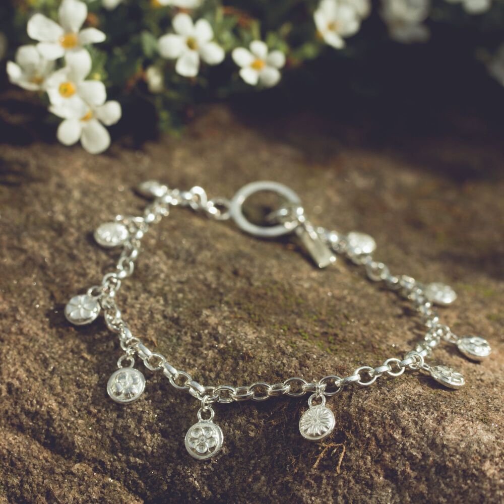 Silver Flower Charm Bracelet
