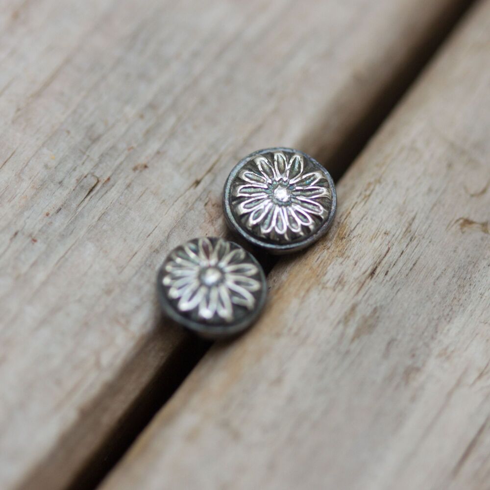 Silver Multi Petal Flower Studs