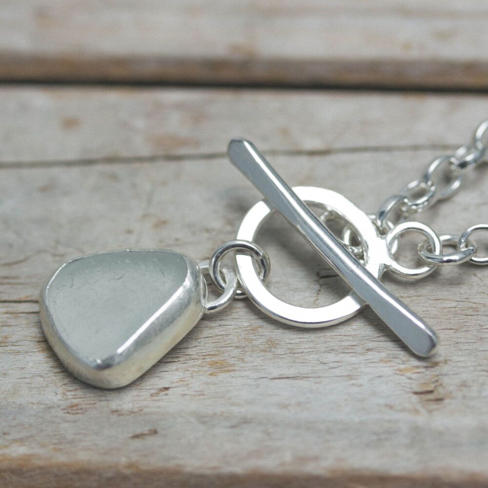 Sea Glass and Silver Bracelet