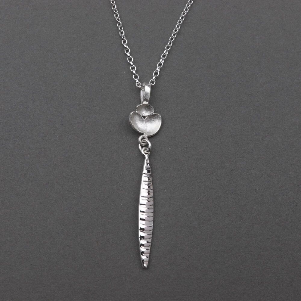 Sea Oak and Whelk trio pendant in recycled sterling silver