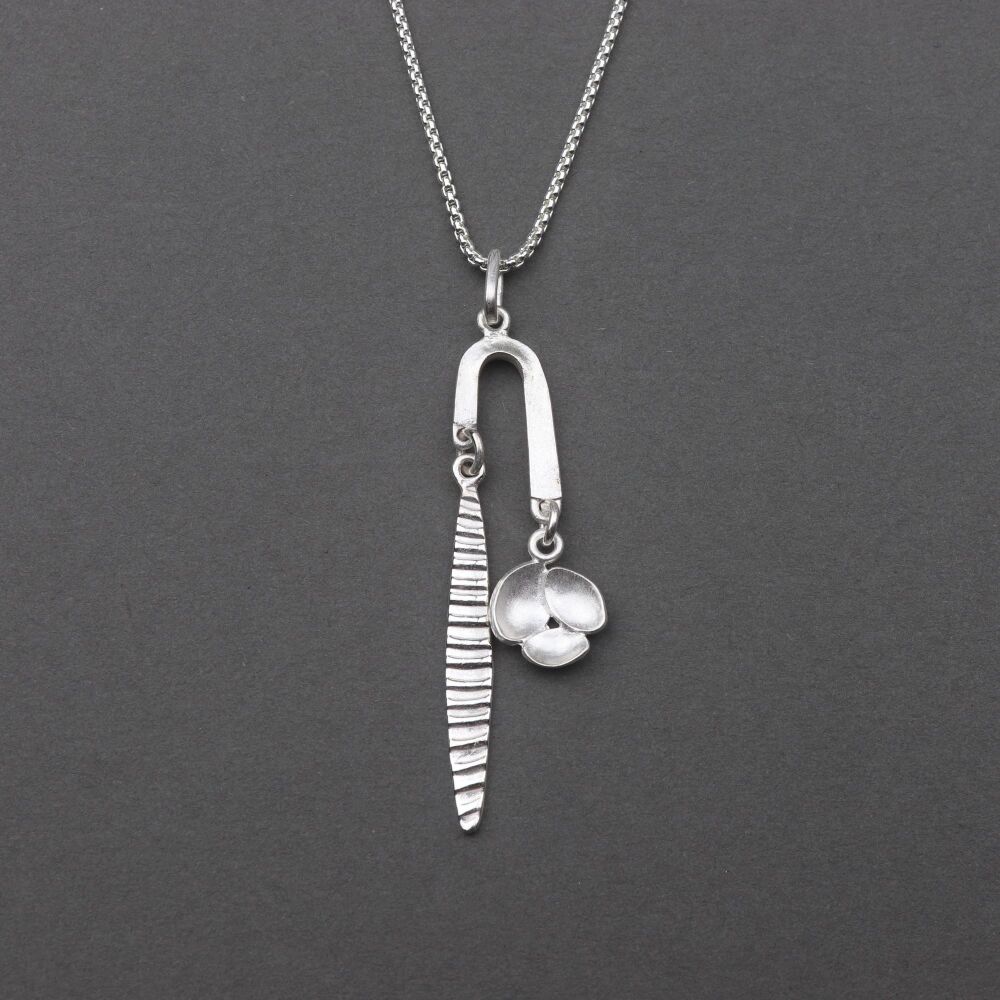 Sea Oak and Whelk trio chandelier pendant in recycled sterling silver
