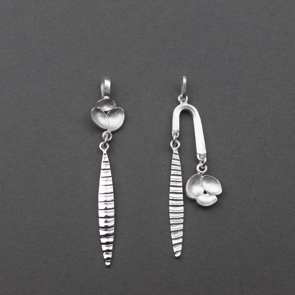 Sea Oak and whelk trio chandelier earrings in recycled sterling silver