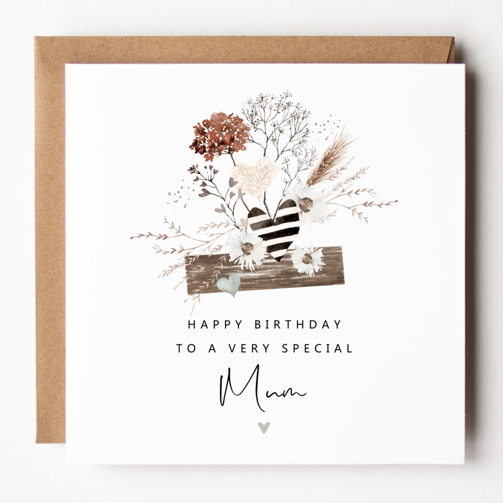 Floral Happy Birthday Mum Card