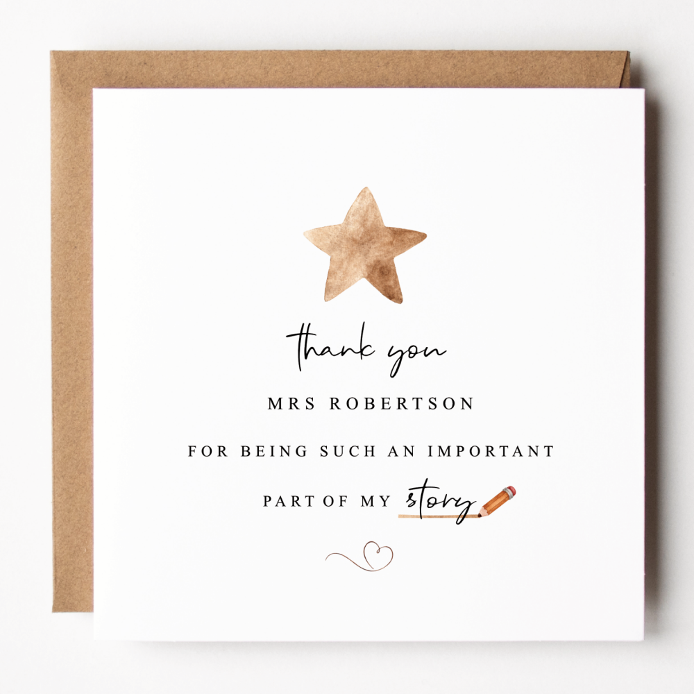 Part Of My Story Thank You Teacher Card