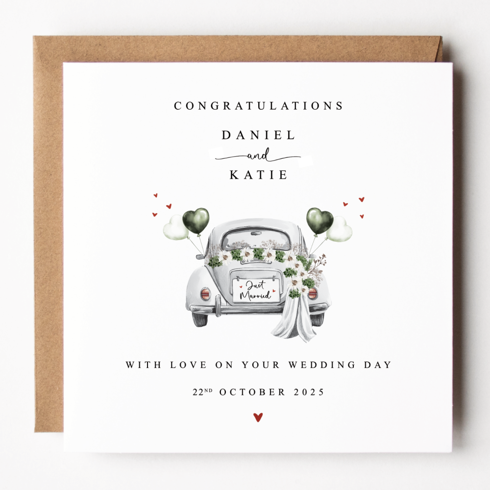 Vintage Car Wedding Day Card