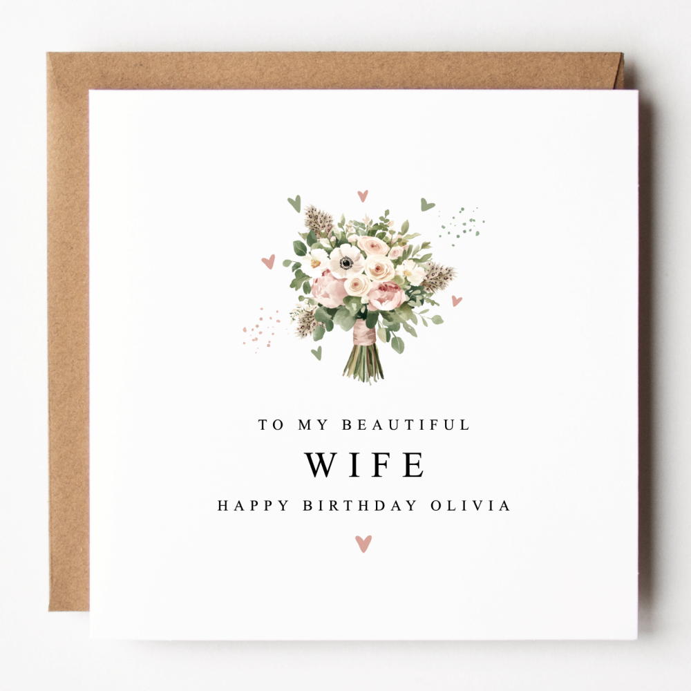 Floral Wife Birthday Card