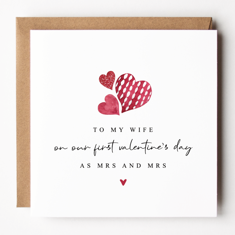 Wife First Valentine's Day As Mrs and Mrs Card