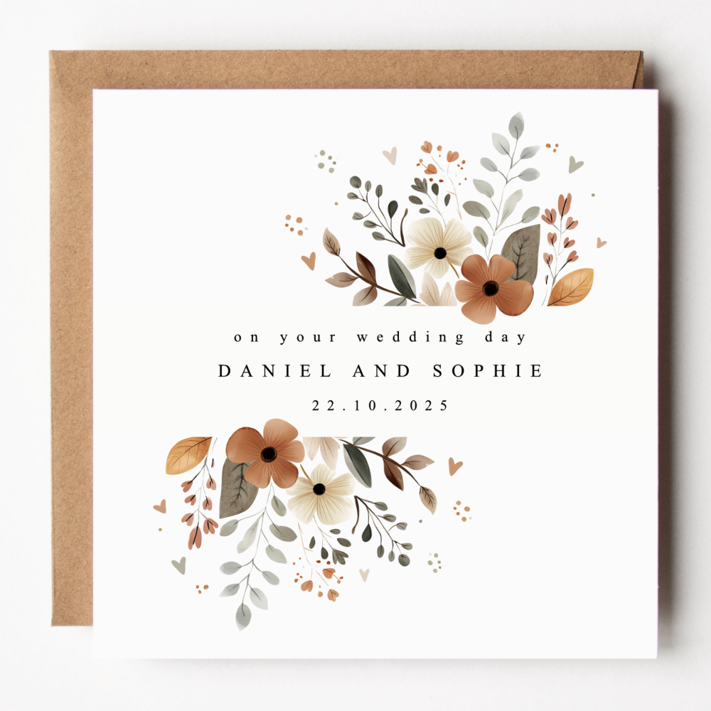 Floral Wedding Day Card