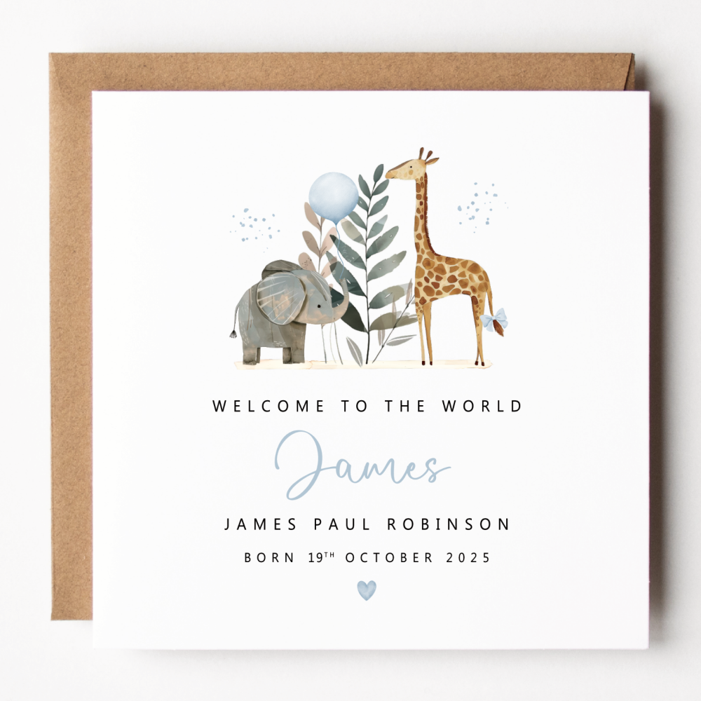 Safari New Baby Boy Card
