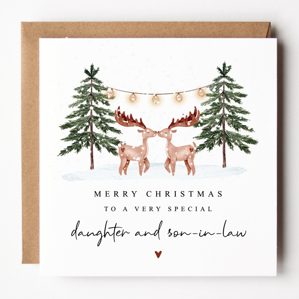 Daughter and Son-In-Law Reindeer Christmas Card