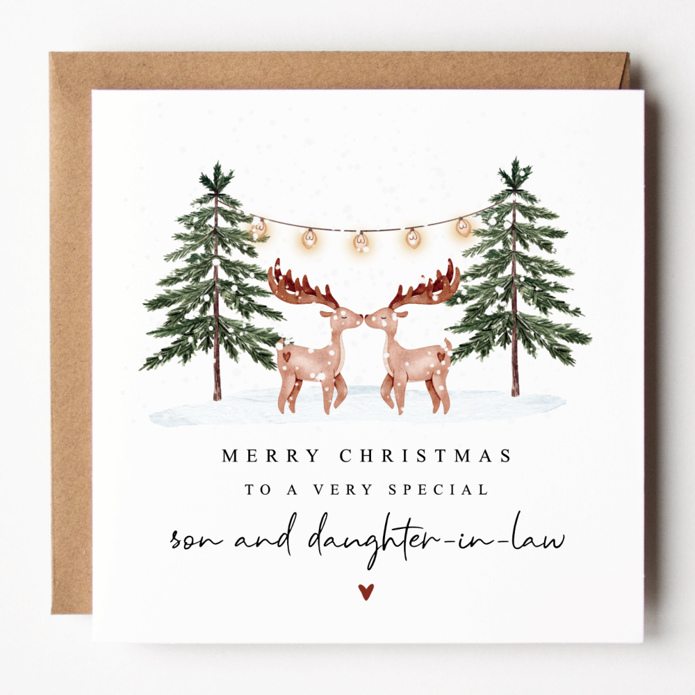 Son and Daughter-In-Law Reindeer Christmas Card