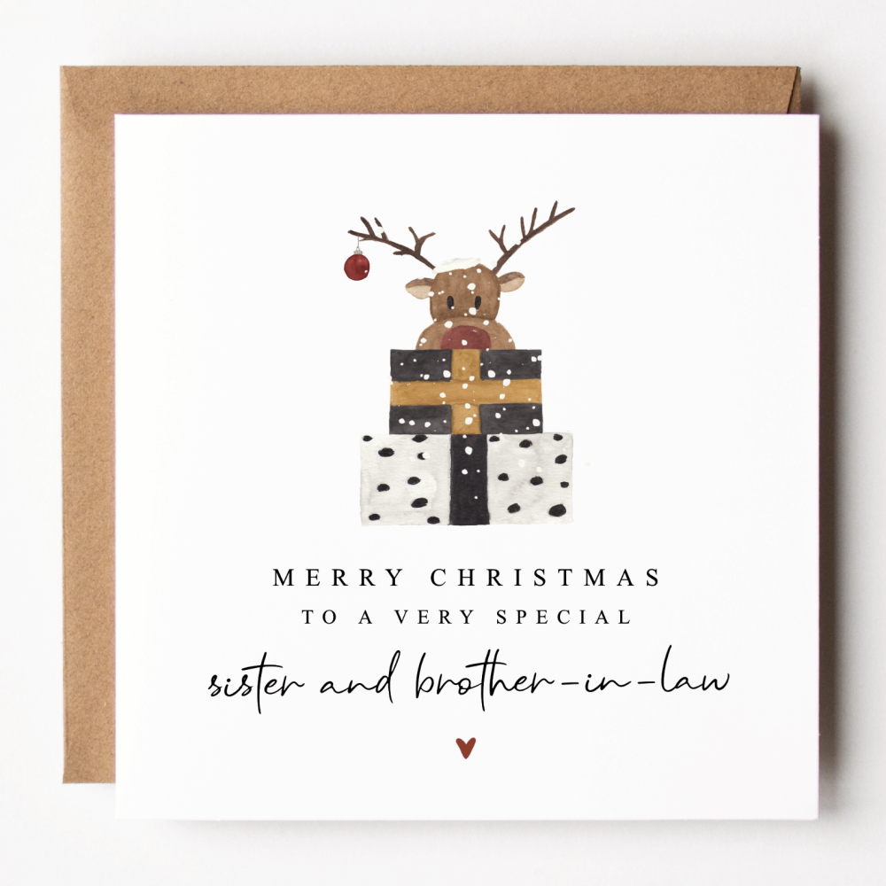 Fun Reindeer Christmas Card For Sister and Brother-In-Law