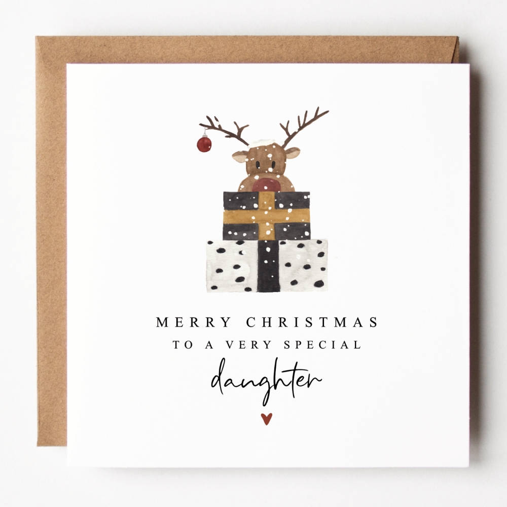 Fun Reindeer Christmas Card For Daughter
