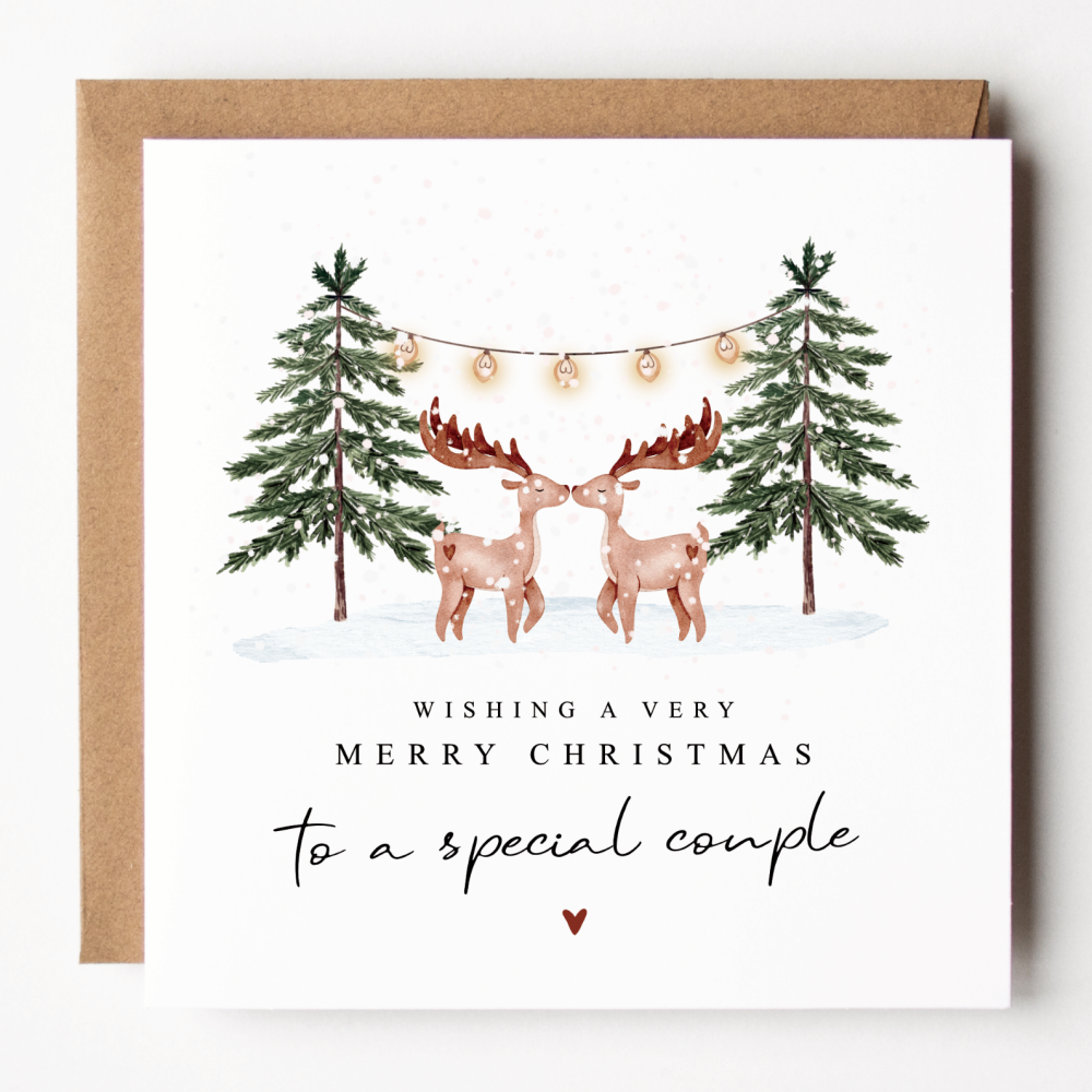 Reindeer Christmas Card To A Special Couple