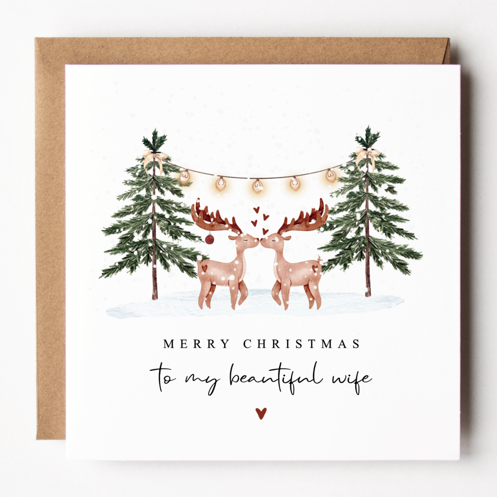 Wife Reindeer Christmas Card
