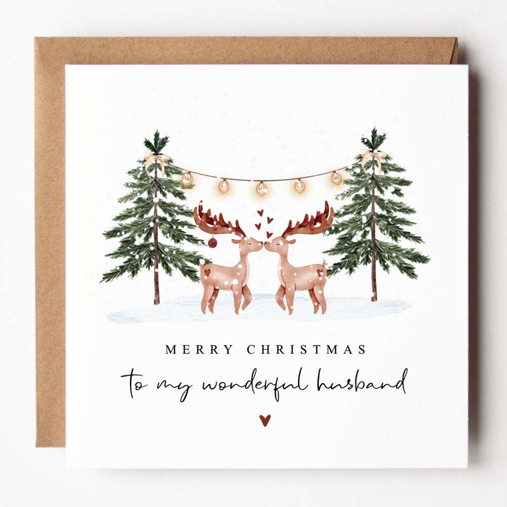 Husband Reindeer Christmas Card