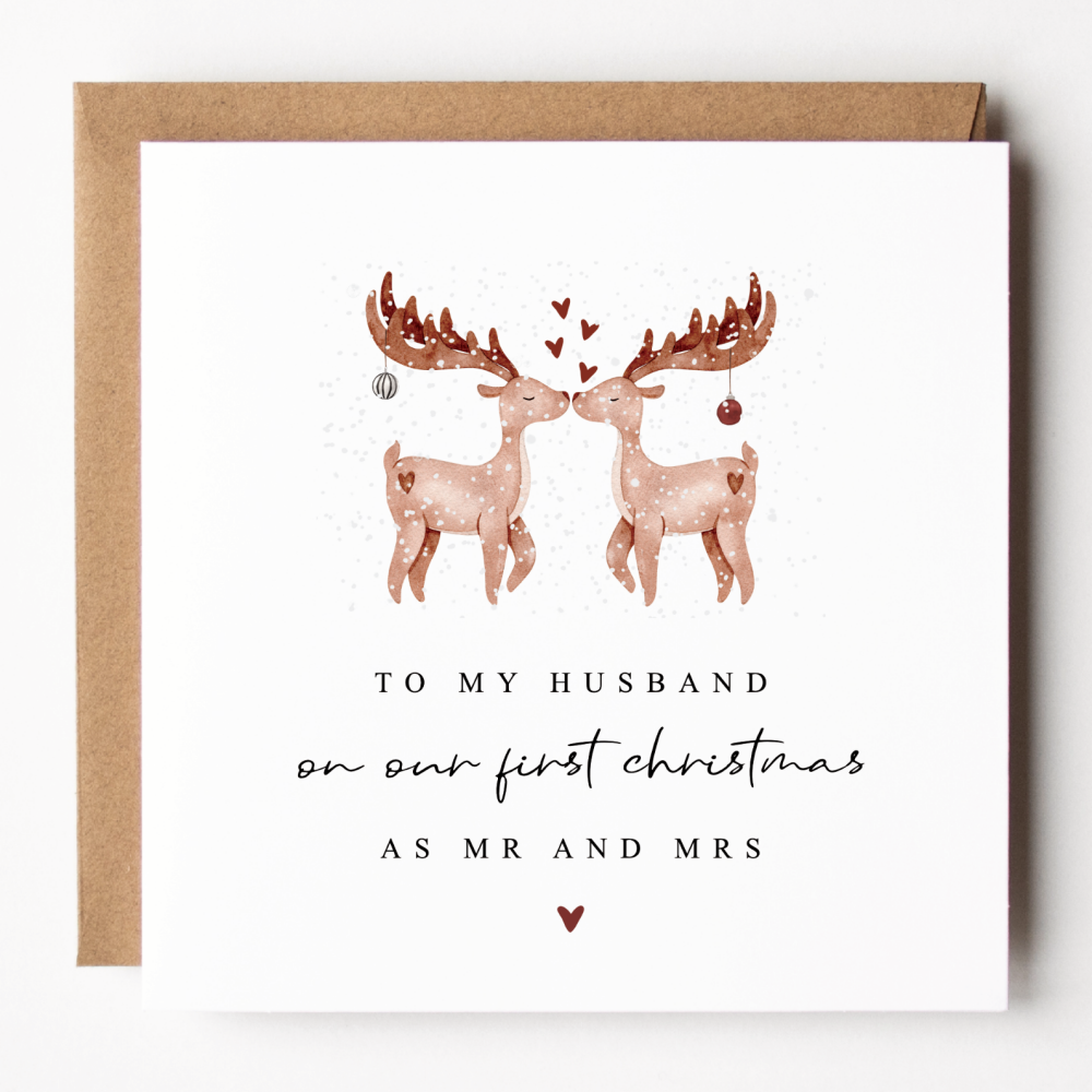 First Christmas As Mr and Mrs Card For Husband
