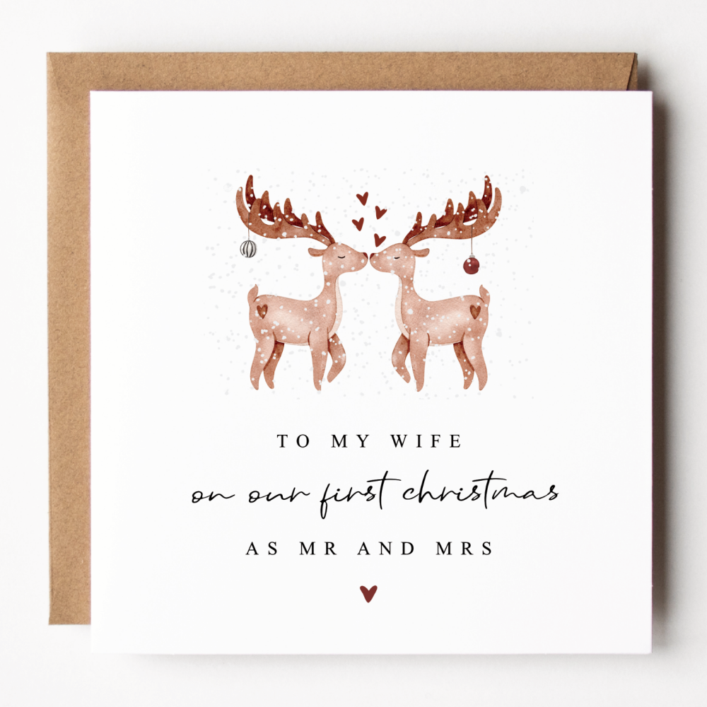 First Christmas As Mr and Mrs Card For Wife