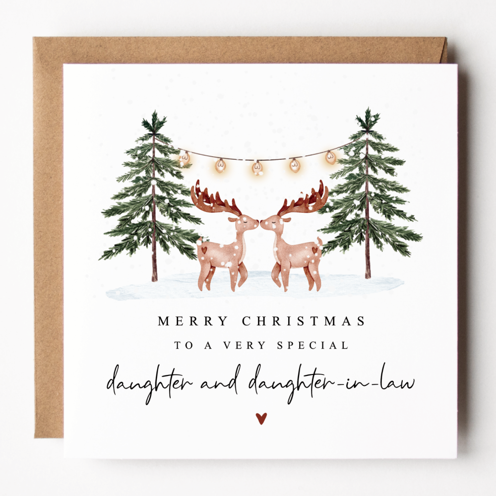 Daughter and Daughter-In-Law Reindeer Christmas Card