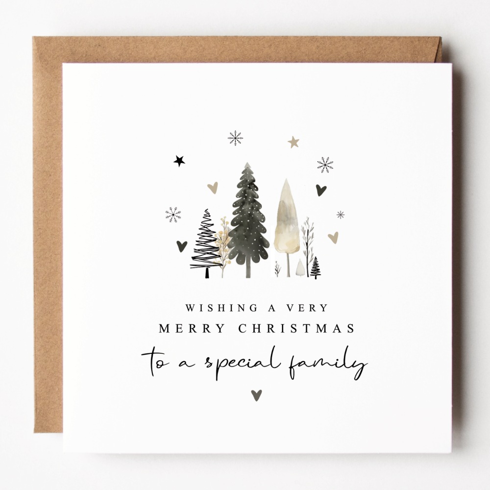 To A Special Family Christmas Trees Card