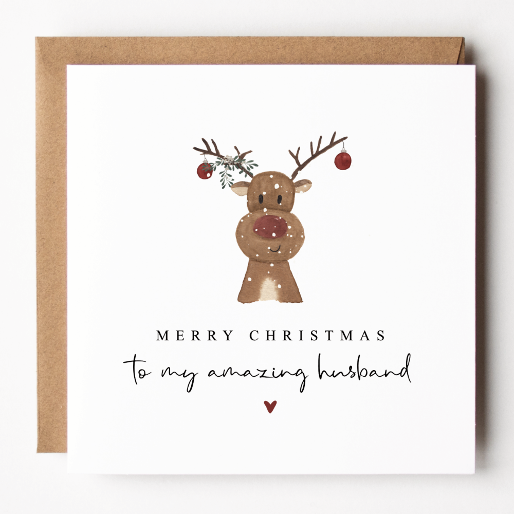 Amazing Husband Reindeer Christmas Card