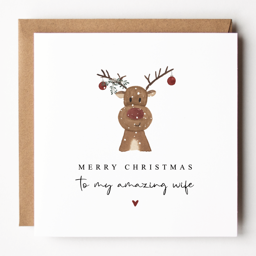 Amazing Wife Reindeer Christmas Card