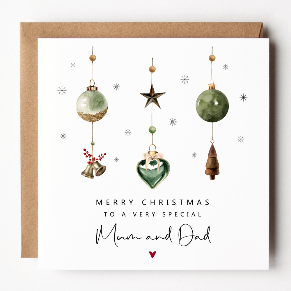 Mum and Dad Christmas Ornaments Card