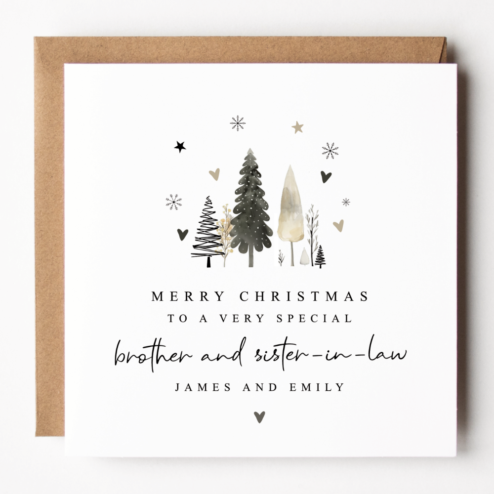 Personalised Brother and Sister-In-Law Trees Christmas Card