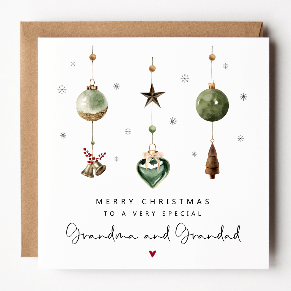 Grandma and Grandad Christmas Ornaments Card