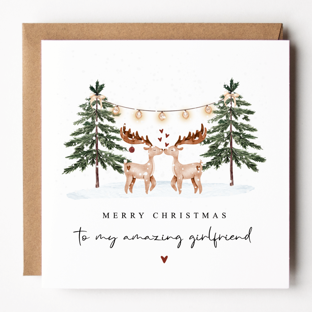 Girlfriend Reindeer Christmas Card
